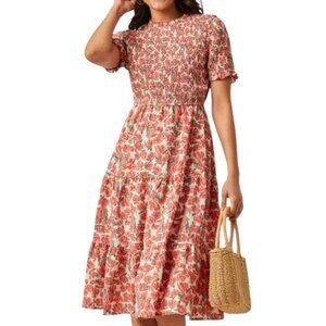 Baltic Born Floral Midi Dress - Pink and Green